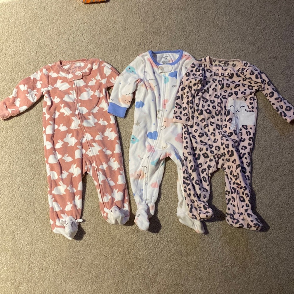 Set of 3 - Carter's 6 month footed onesies